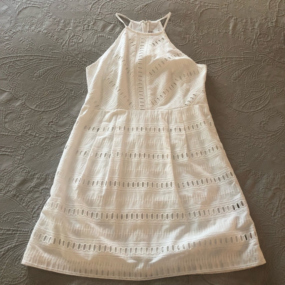 LOFT - White Embroidered High Neck Sundress